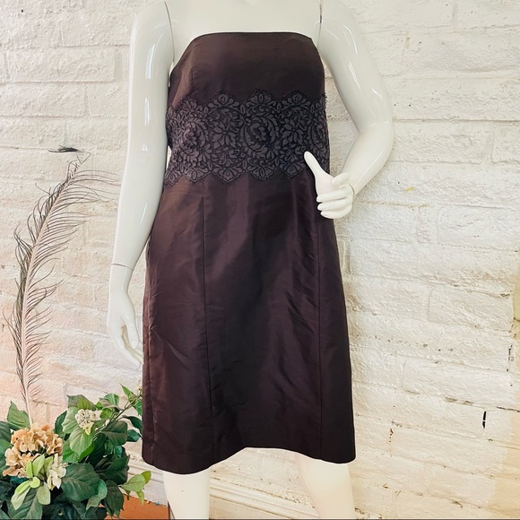 ann Taylor dress brown strapless size 10 - Picture 3 of 11